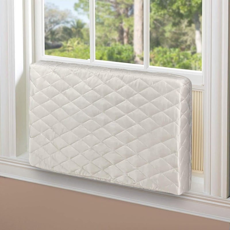 Homydom Air Conditioner Cover Inside,Window AC Unit Cover, Double Insulation with Elastic Strap, Light Yellow S-21"x 13"x 3.5"(L x H x D) - Image 1